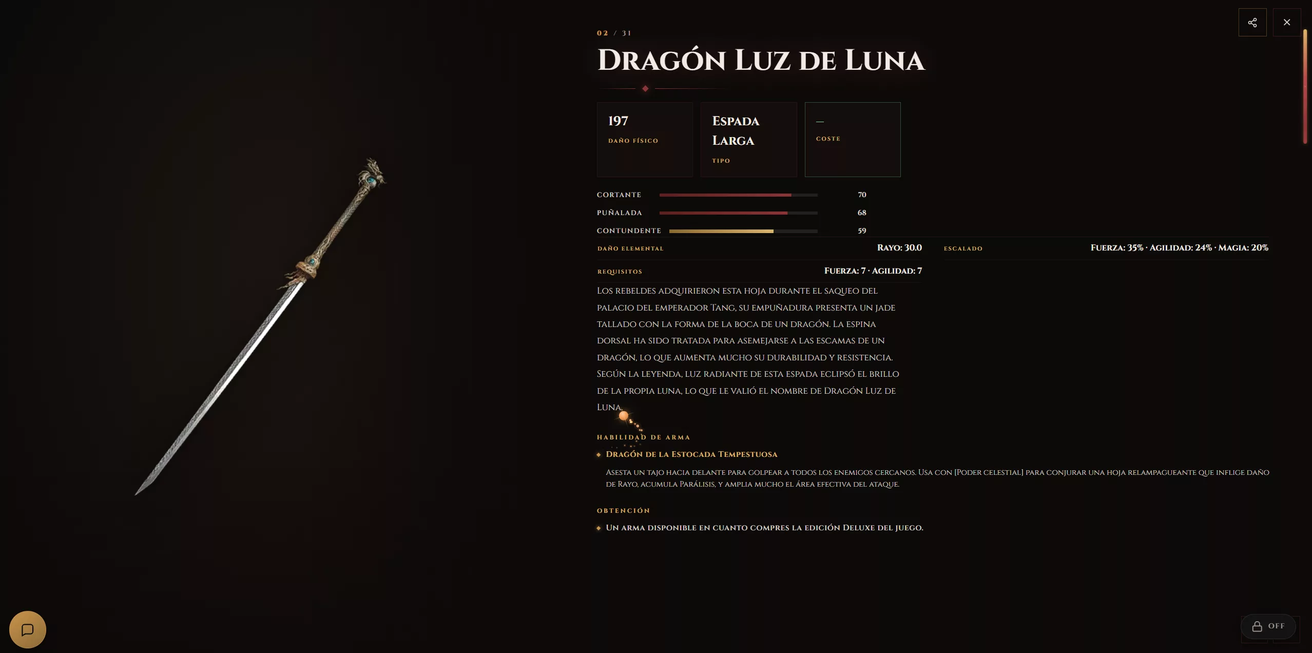 Ficha de un objeto del juego